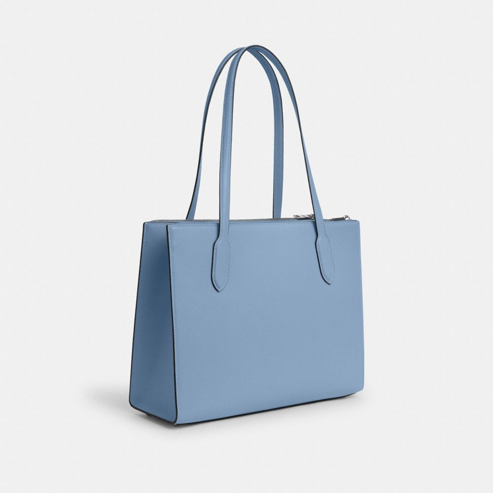 COACH®,Nina Tote Bag,Calf Hair,Leather,Tote,Embossed,Logo,Casual,Blue,Angle View