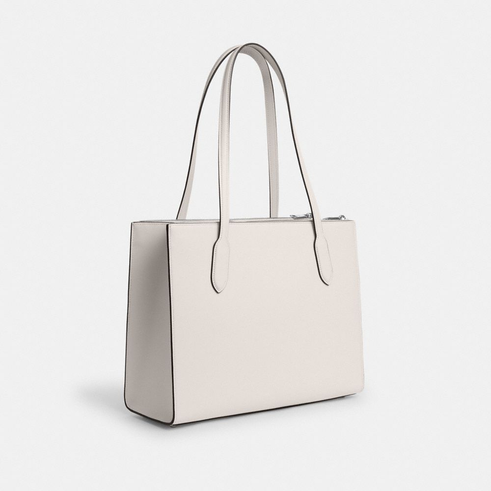 COACH®,NINA TOTE BAG,Smooth Leather,Large,Silver/Chalk,Angle View