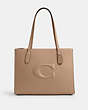 COACH®,NINA TOTE BAG,Leather,Large,Silver/Taupe,Front View