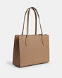 COACH®,NINA TOTE BAG,Leather,Large,Silver/Taupe,Angle View