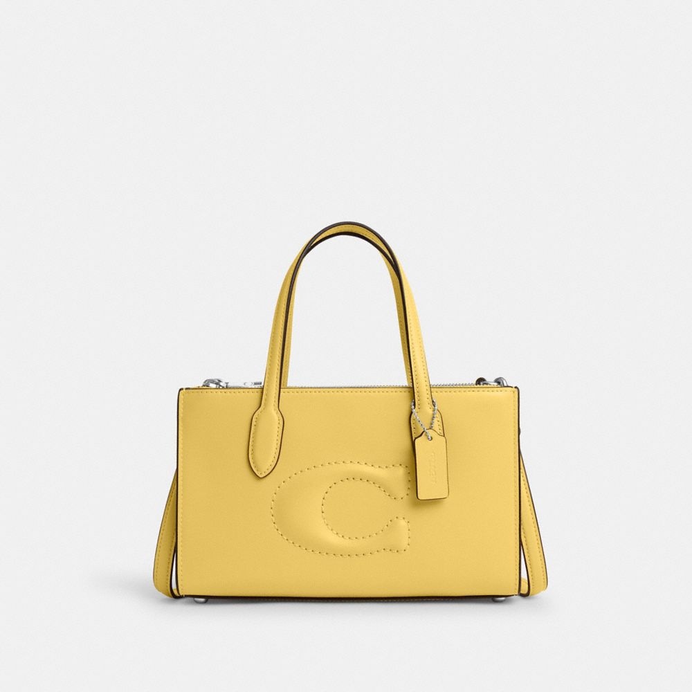 COACH®,NINA SMALL TOTE BAG,Smooth Leather,Medium,Silver/Daisy,Front View