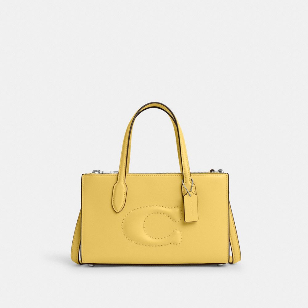 COACH®,NINA SMALL TOTE BAG,Smooth Leather,Medium,Silver/Daisy,Front View