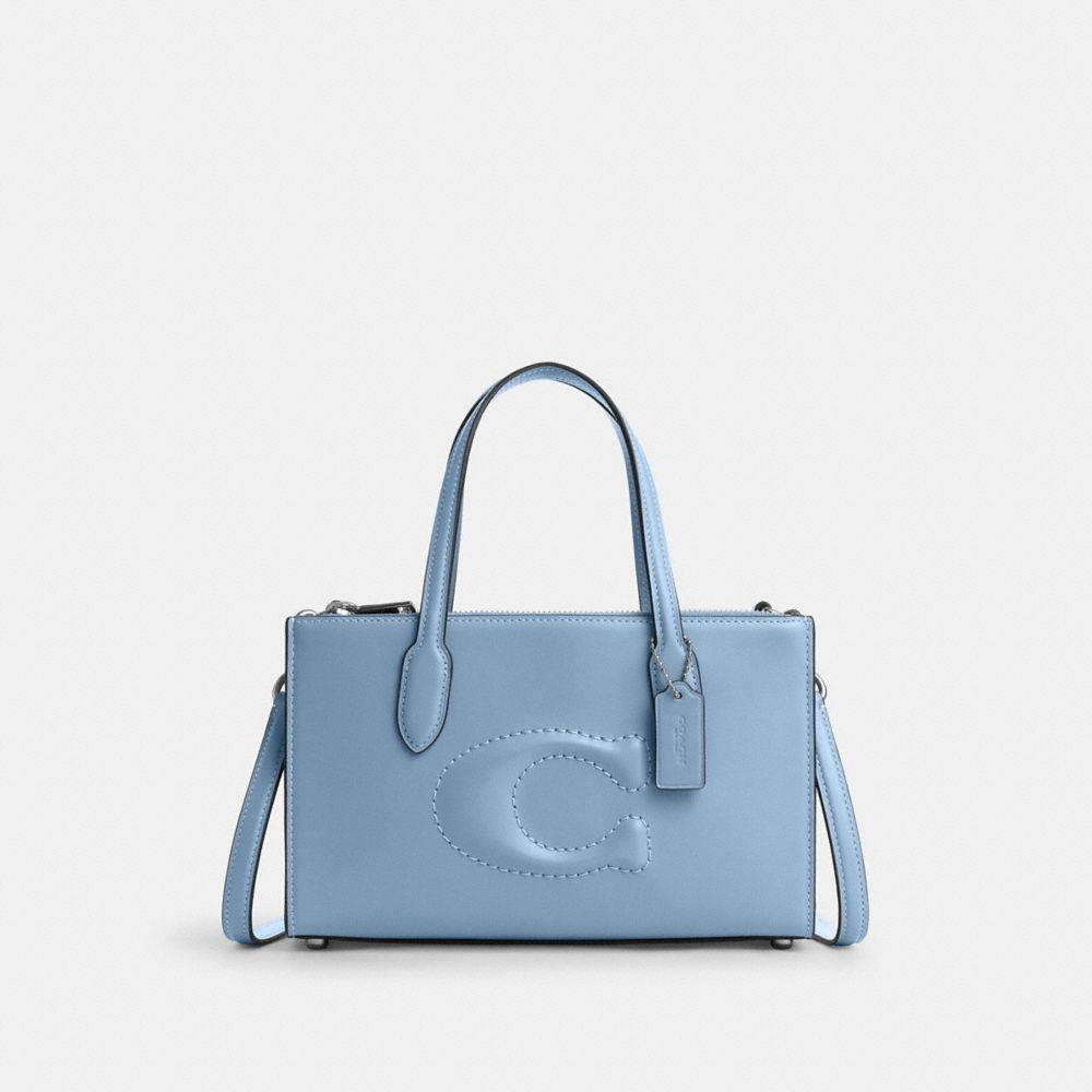 COACH®,NINA SMALL TOTE BAG,Smooth Leather,Medium,Silver/Cornflower/Field Flora,Front View