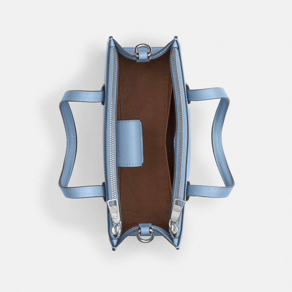 COACH®,Nina Small Tote Bag,Calf Hair,Leather,Tote,Logo,Embossed,Casual,Blue,Inside View,Top View