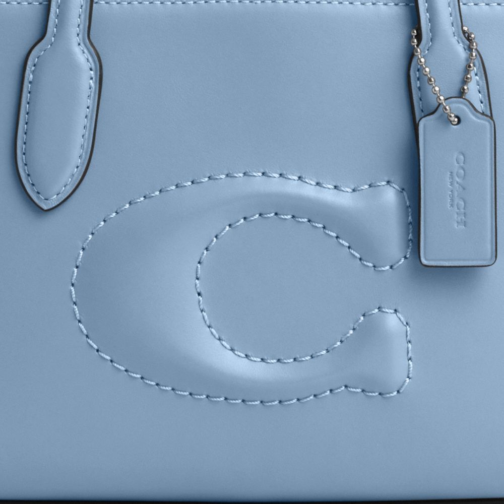 COACH®,Nina Small Tote Bag,Calf Hair,Leather,Tote,Logo,Embossed,Casual,Blue