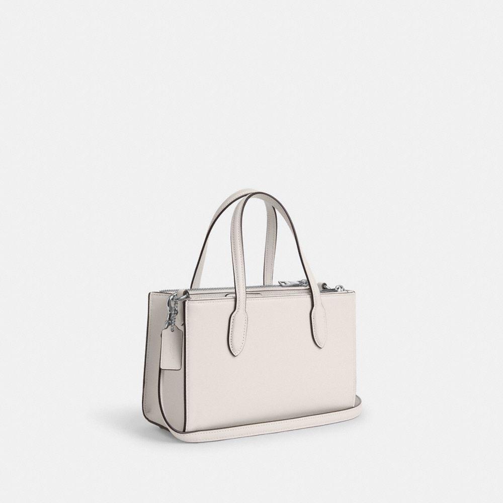 COACH®,NINA SMALL TOTE BAG,Smooth Leather,Medium,Silver/Chalk,Angle View
