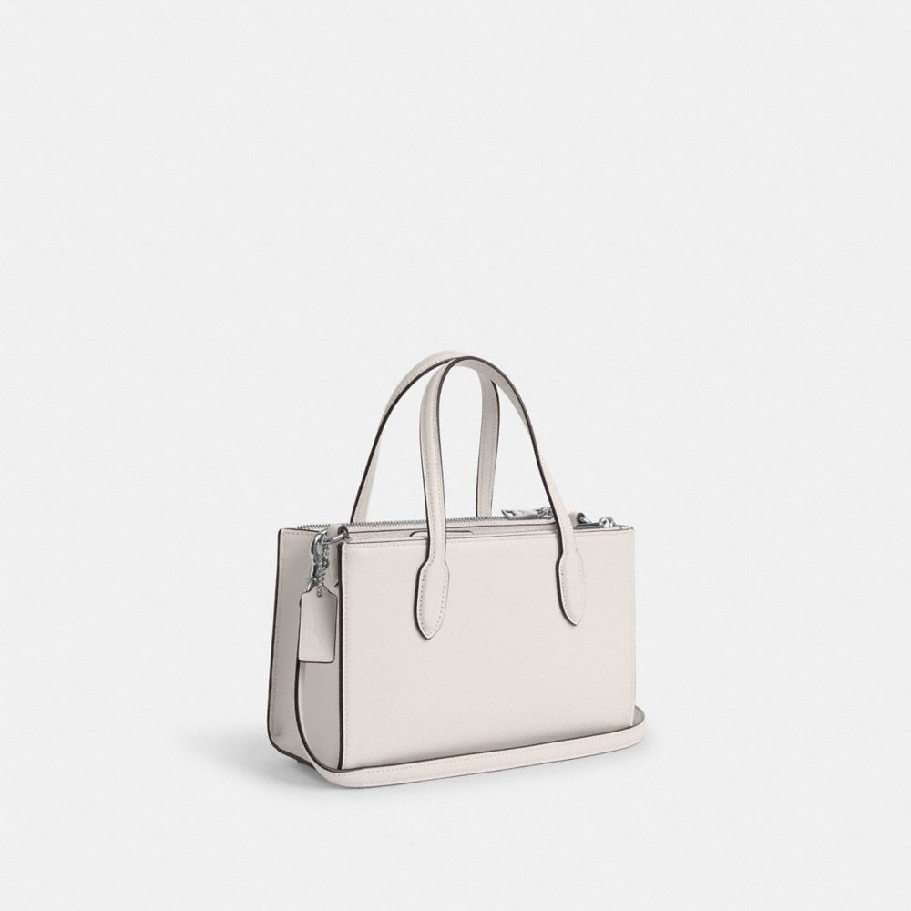 COACH®,NINA SMALL TOTE BAG,Smooth Leather,Medium,Silver/Chalk,Angle View