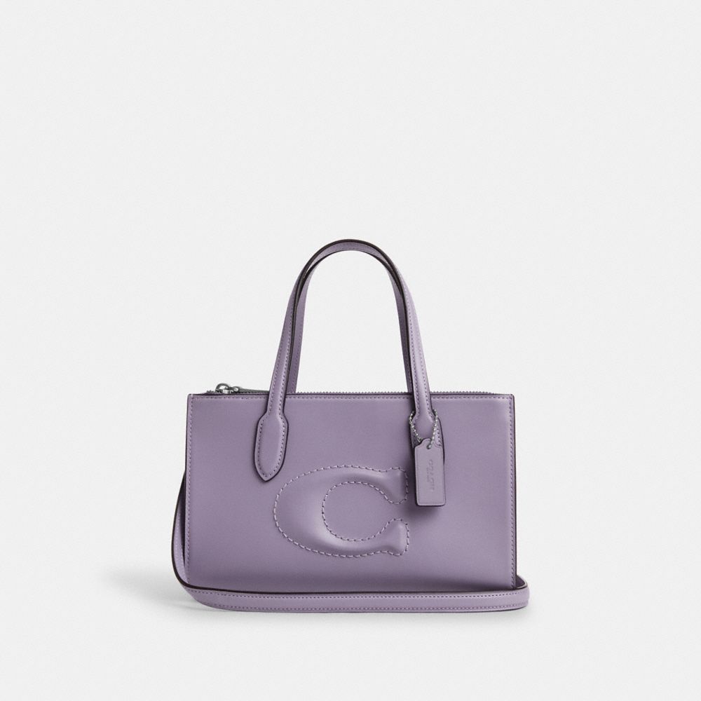COACH®,NINA SMALL TOTE BAG,Smooth Leather,Medium,Silver/Light Violet,Front View
