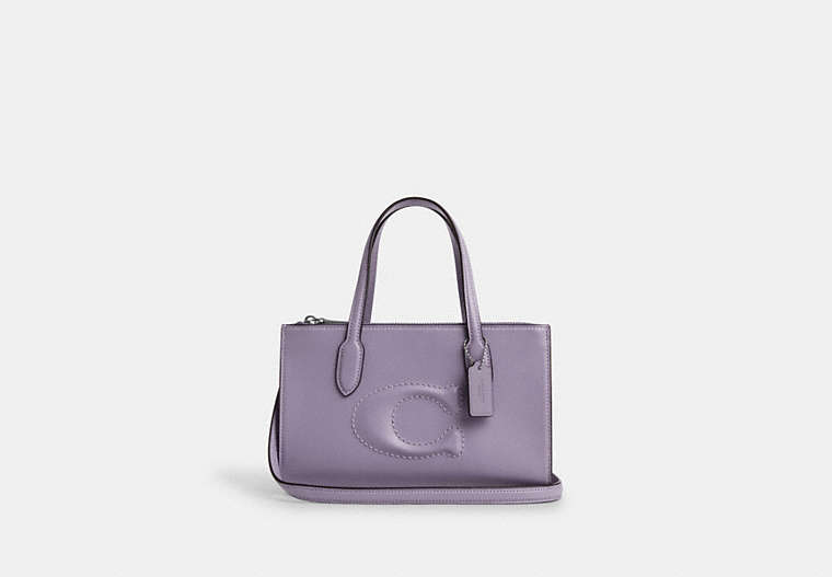 COACH®,NINA SMALL TOTE BAG,Leather,Medium,Silver/Light Violet,Front View