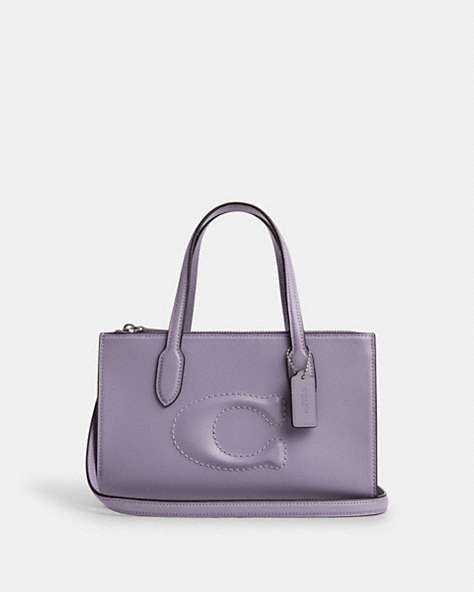 COACH®,NINA SMALL TOTE,Leather,Medium,Silver/Light Violet,Front View