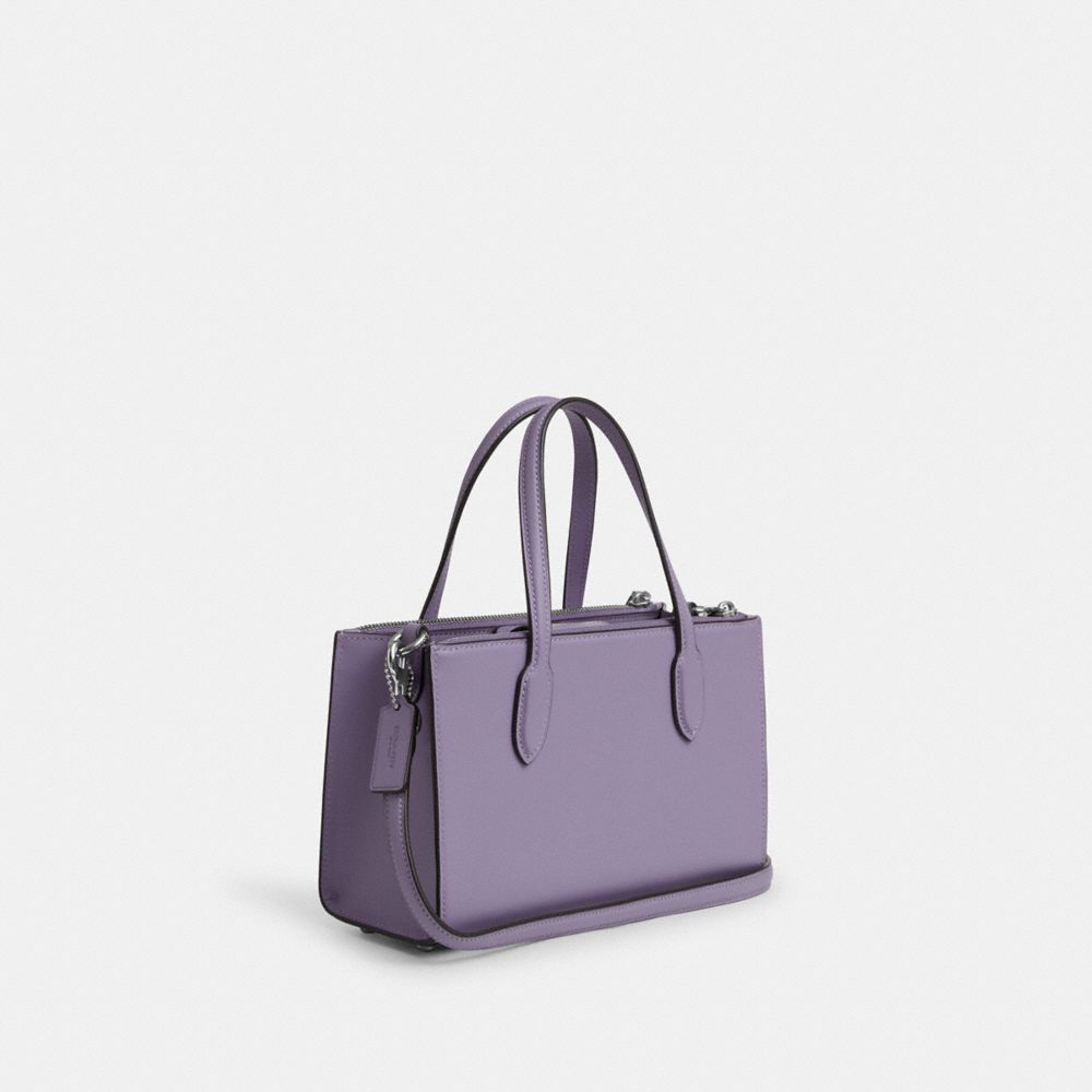 COACH®,NINA SMALL TOTE BAG,Smooth Leather,Medium,Silver/Light Violet,Angle View