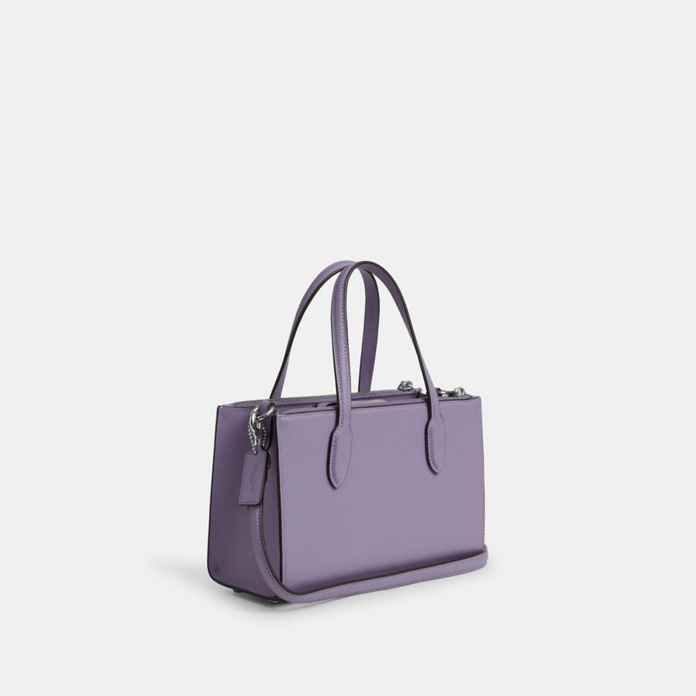 COACH®,NINA SMALL TOTE BAG,Smooth Leather,Medium,Silver/Light Violet,Angle View