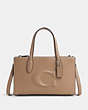 COACH®,NINA SMALL TOTE BAG,Leather,Medium,Silver/Taupe,Front View
