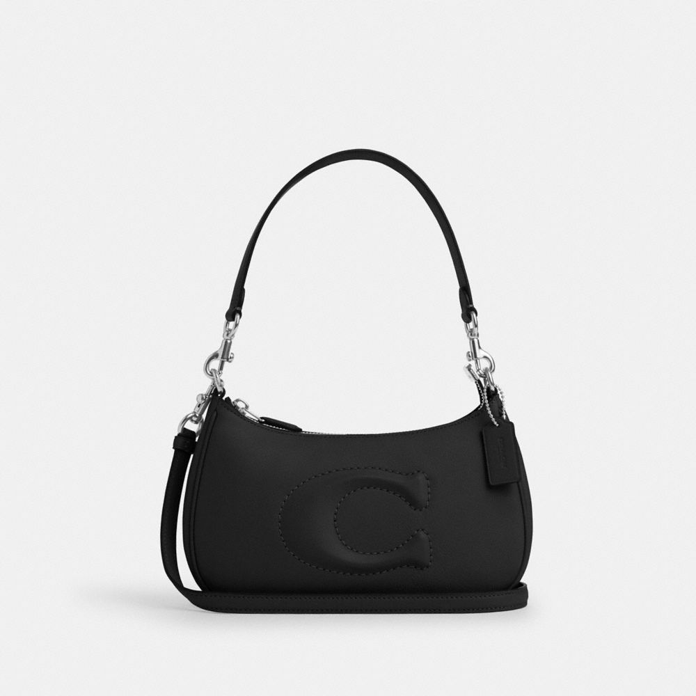 COACH®,TERI SHOULDER BAG,Smooth Leather,Silver/Black,Front View