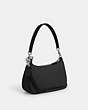 COACH®,TERI SHOULDER BAG,Leather,Medium,Silver/Black,Angle View