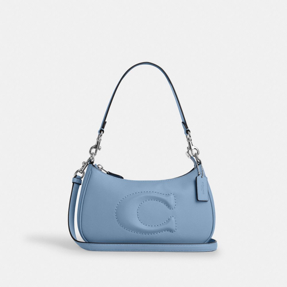 COACH®,TERI SHOULDER BAG,Smooth Leather,Silver/Cornflower/Field Flora,Front View