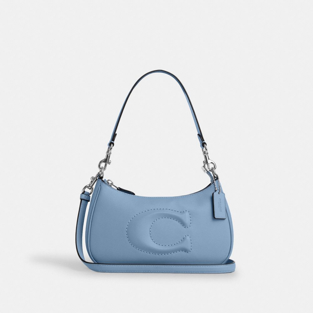 COACH®,TERI SHOULDER BAG,Smooth Leather,Silver/Cornflower/Field Flora,Front View