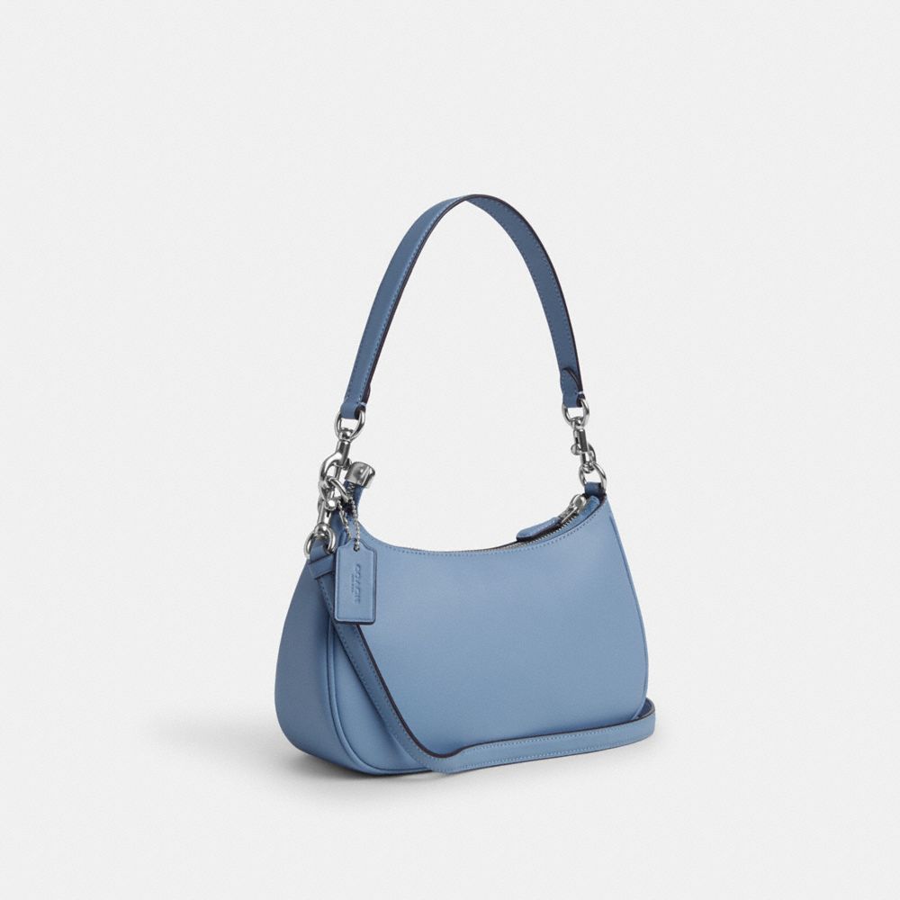 COACH®,TERI SHOULDER BAG,Smooth Leather,Silver/Cornflower/Field Flora,Angle View