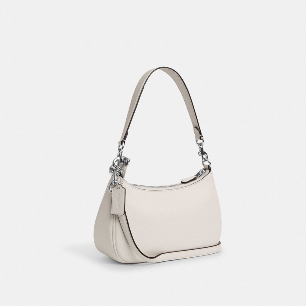 COACH®,TERI SHOULDER BAG,Smooth Leather,Silver/Chalk,Angle View