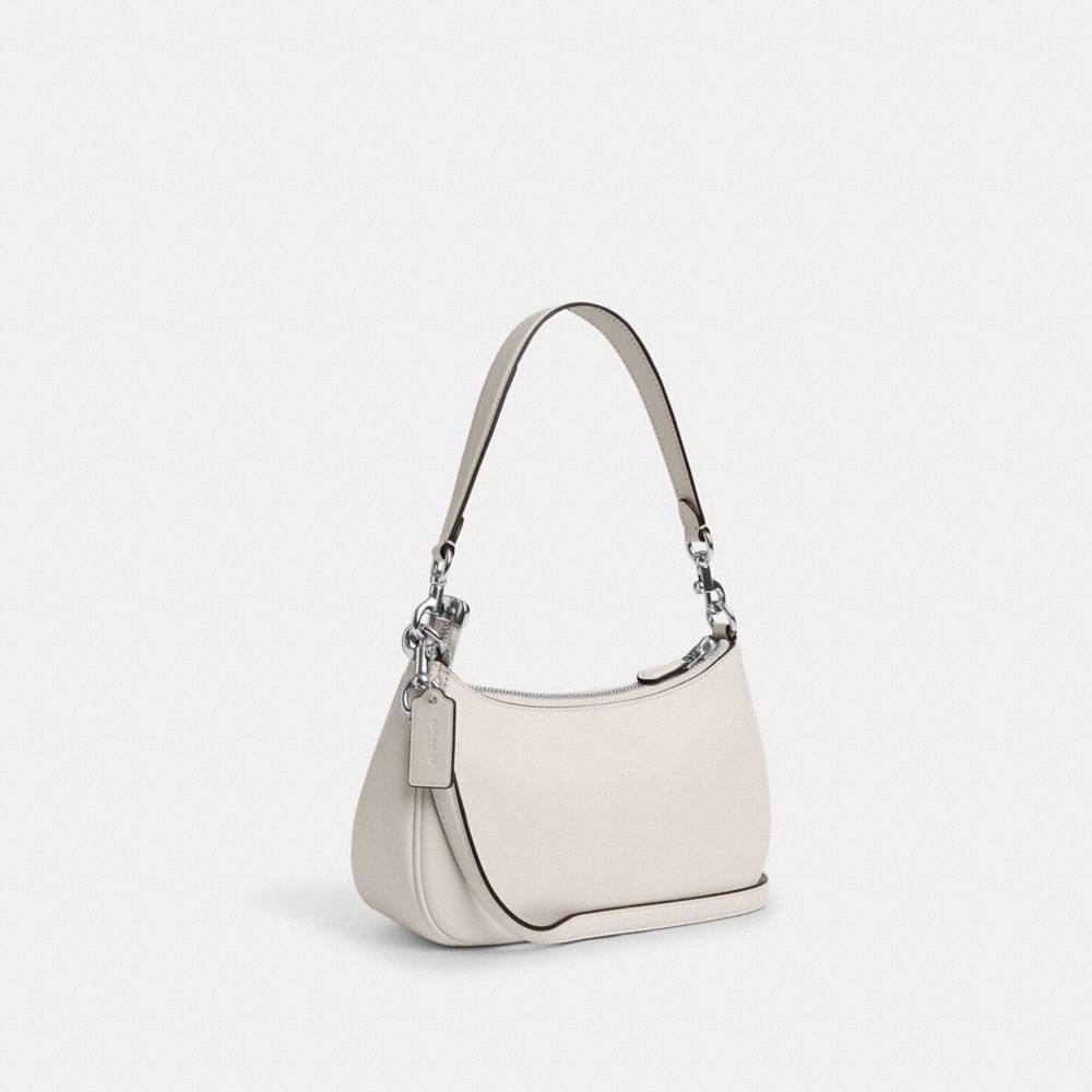 COACH®,TERI SHOULDER BAG,Smooth Leather,Silver/Chalk,Angle View