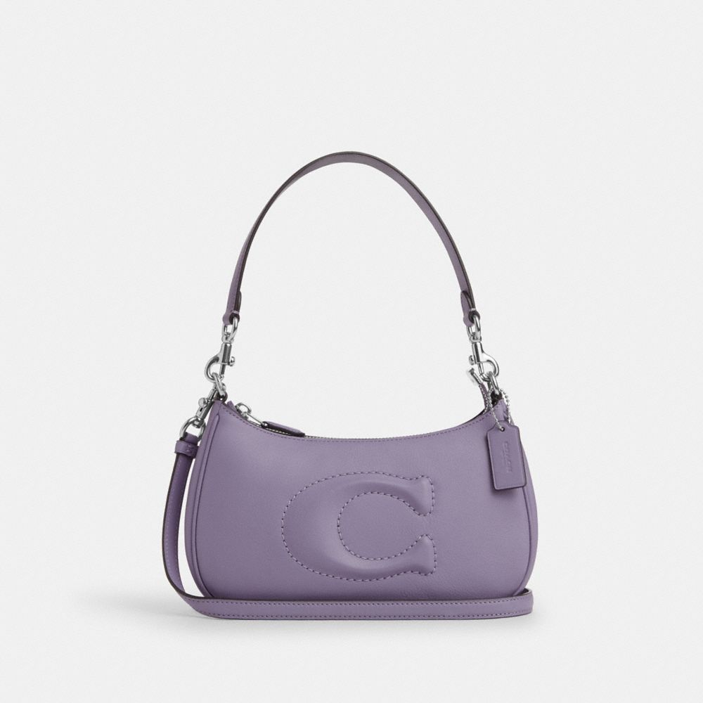COACH®,TERI SHOULDER BAG,Smooth Leather,Medium,Silver/Light Violet,Front View