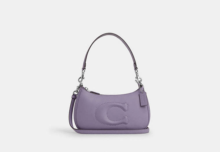COACH®,TERI SHOULDER BAG,Leather,Medium,Silver/Light Violet,Front View