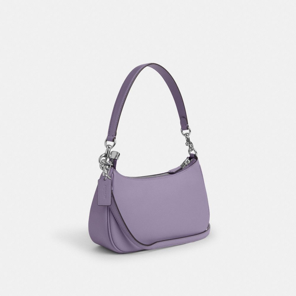 COACH®,TERI SHOULDER BAG,Smooth Leather,Silver/Light Violet,Angle View