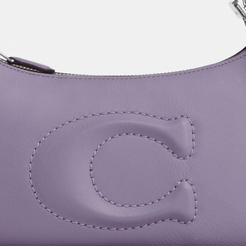 COACH®,Teri Shoulder Bag,Leather,Calf Hair,Shoulder Bag,Logo,Embossed,Silver Metal,Casual,Purple