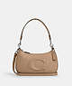 COACH®,TERI SHOULDER BAG,Leather,Silver/Taupe,Front View