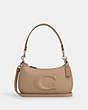 COACH®,TERI SHOULDER BAG,Leather,Medium,Silver/Taupe,Front View