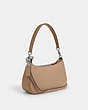 COACH®,TERI SHOULDER BAG,Leather,Medium,Silver/Taupe,Angle View