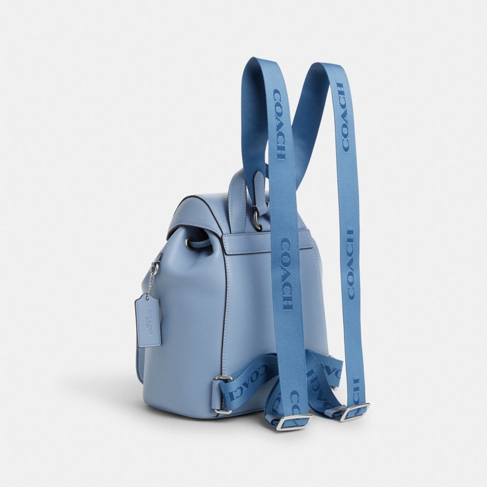 COACH®,PACE BACKPACK,Smooth Leather,Medium,Silver/Cornflower/Field Flora,Angle View