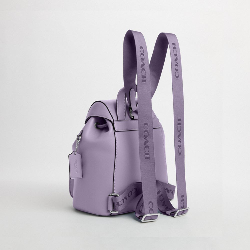 COACH®,PACE BACKPACK,Smooth Leather,Medium,Silver/Light Violet,Angle View