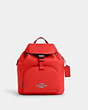 COACH®,PACE BACKPACK,Leather,Medium,Silver/Miami Red,Front View