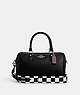 COACH®,ROWAN SATCHEL BAG WITH CHECKERBOARD PRINT,Leather,Medium,Silver/Black/Chalk,Front View