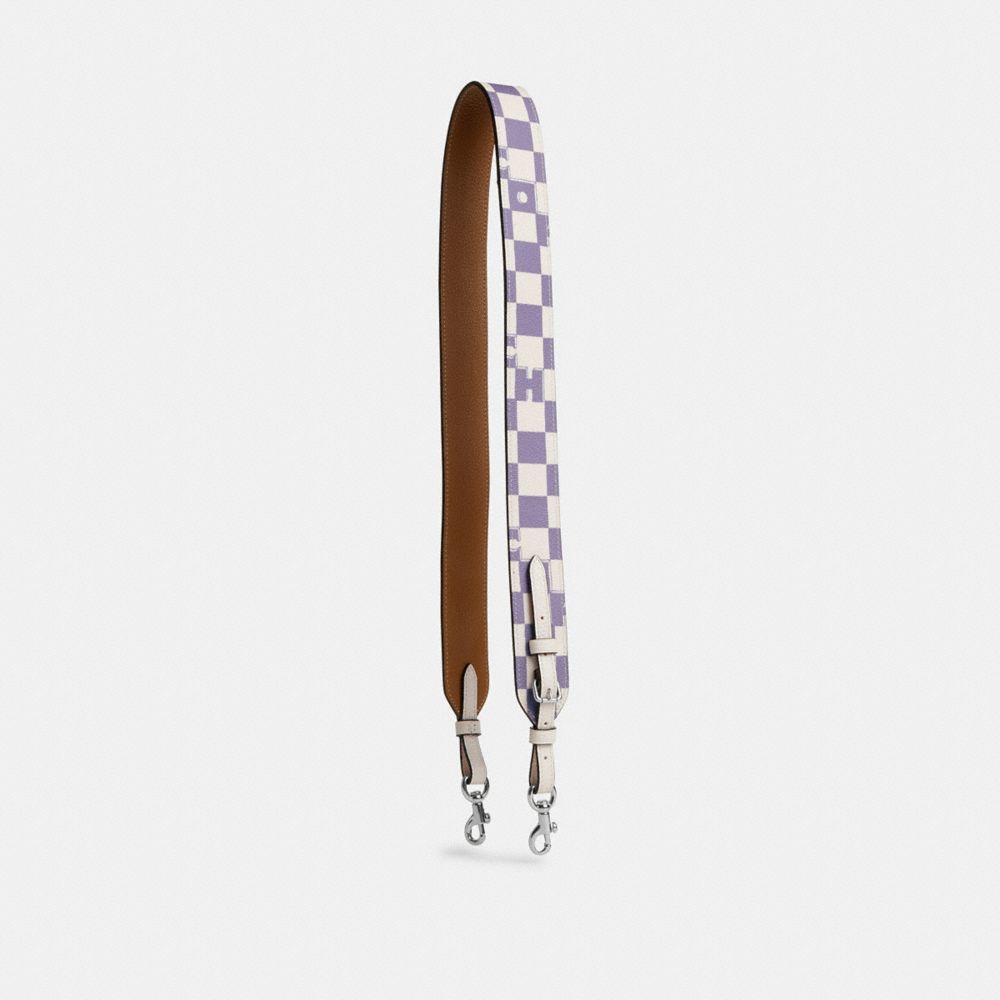 COACH®,TERI SHOULDER BAG WITH CHECKERBOARD PRINT,Novelty Leather,Medium,Silver/Light Violet/Chalk,Angle View