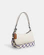 COACH®,TERI SHOULDER BAG WITH CHECKERBOARD PRINT,Leather,Medium,Silver/Light Violet/Chalk,Angle View