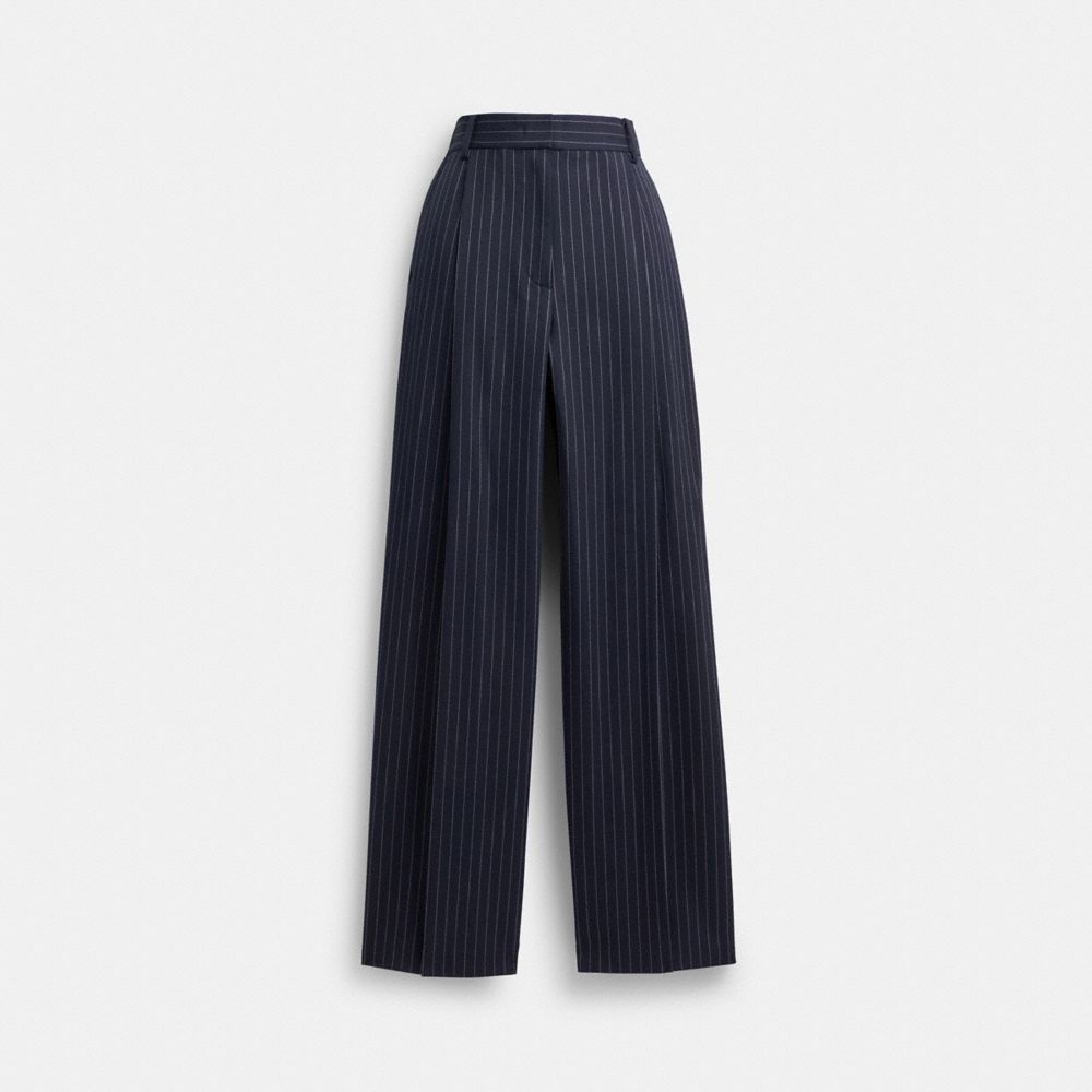 COACH®,WIDE LEG TROUSERS,Navy/White,Front View image number 0