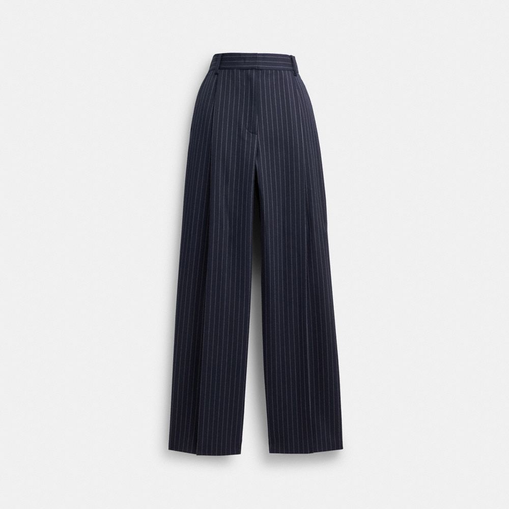 Navy Wide-Leg Viscose Pants