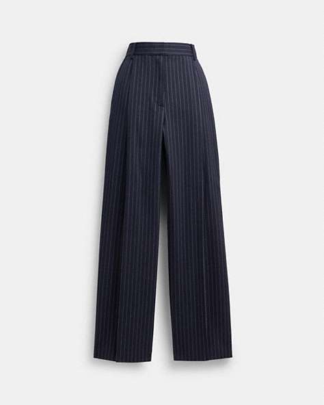 COACH®,WIDE LEG TROUSERS,Navy/White,Front View