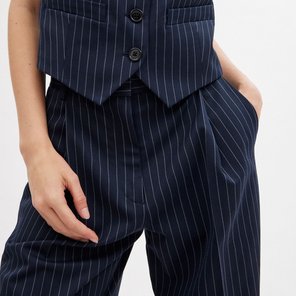 Coach Wide Leg Trousers In Navy/white