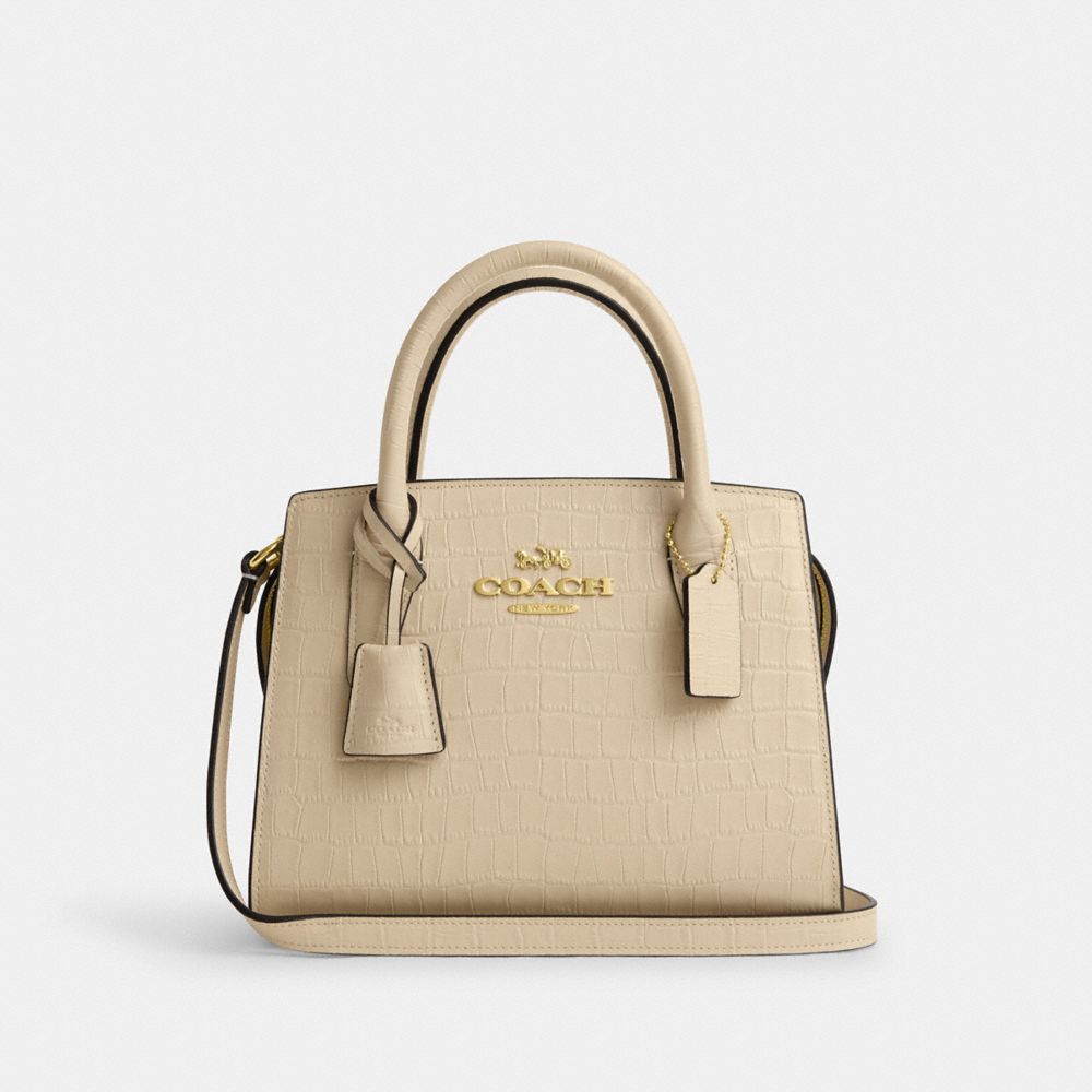 COACH®,ANDREA CARRYALL BAG,Novelty Leather,Medium,Gold/Ivory,Front View