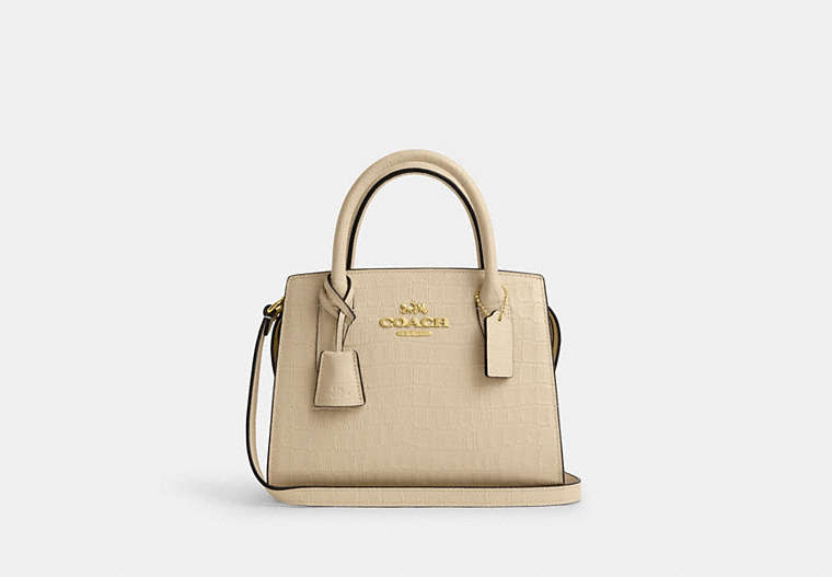 COACH®,ANDREA CARRYALL BAG,Leather,Medium,Gold/Ivory,Front View
