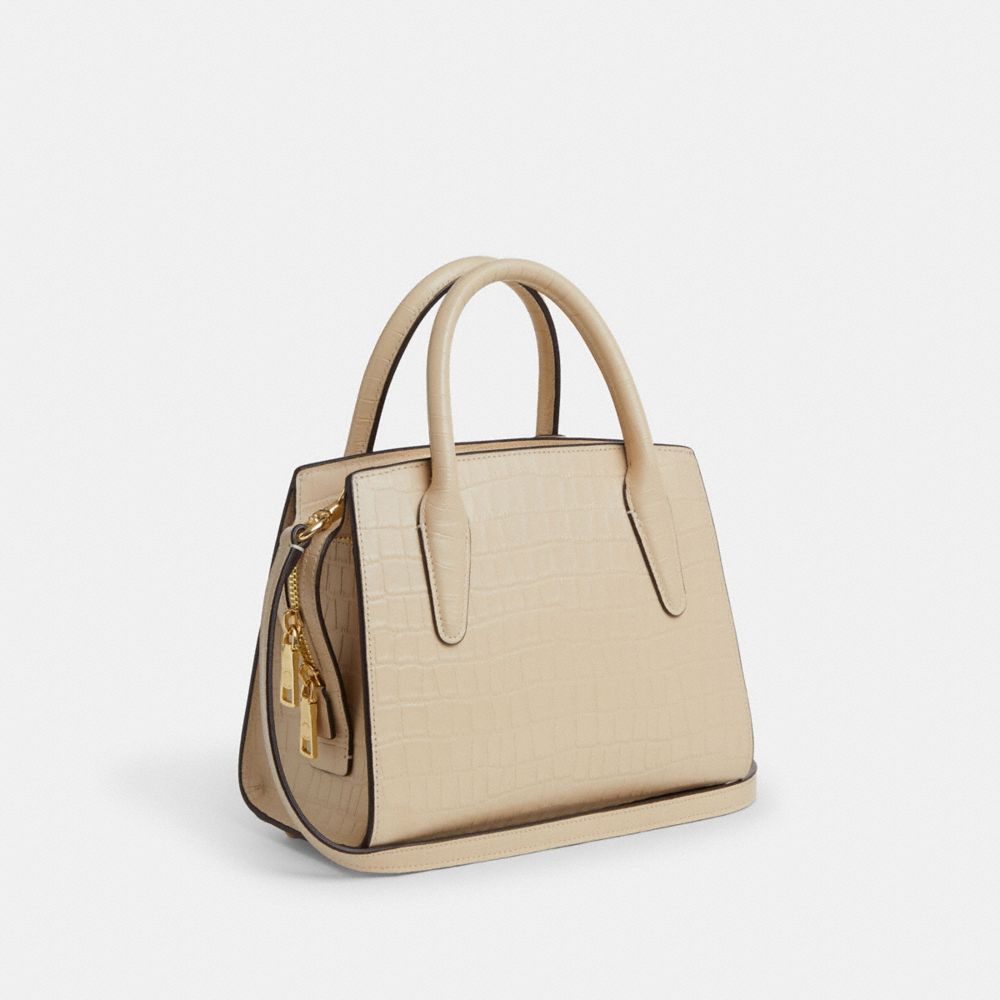 COACH®,Andrea Carryall Bag,Leather,Satchel,Logo,Day Party,Beige,Angle View