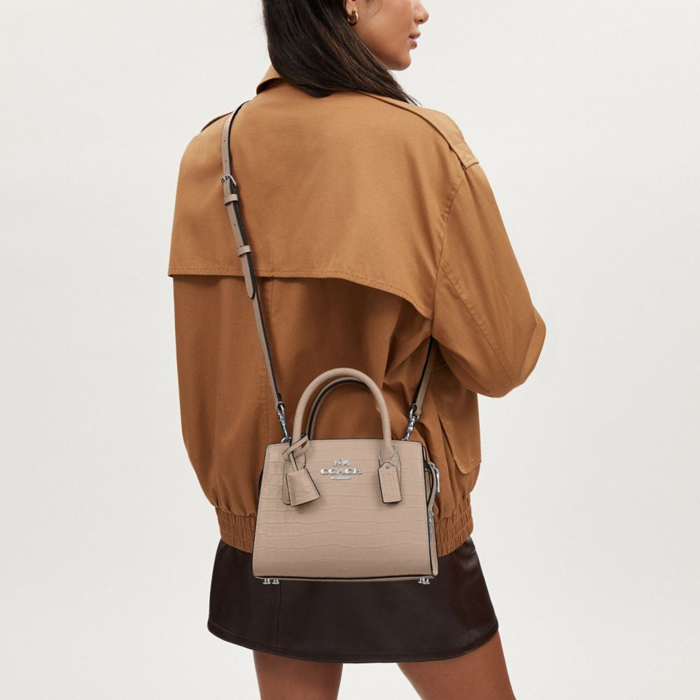 COACH®,Andrea Carryall Bag,Leather,Satchel,Logo,Day Party,Beige,Detail View