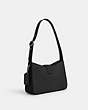 COACH®,ELIZA SHOULDER BAG,Leather,Medium,Silver/Black,Angle View