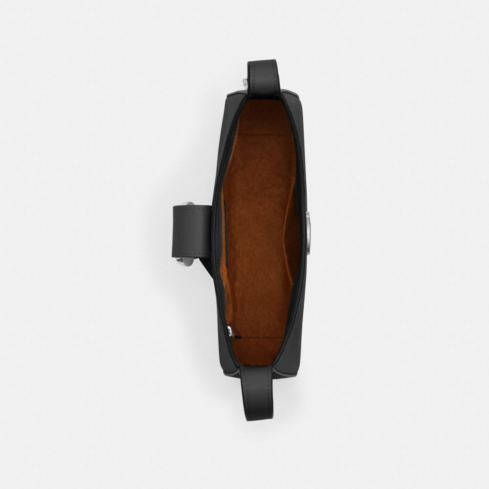 COACH®,ELIZA SHOULDER BAG,Novelty Leather,Medium,Silver/Black,Inside View,Top View