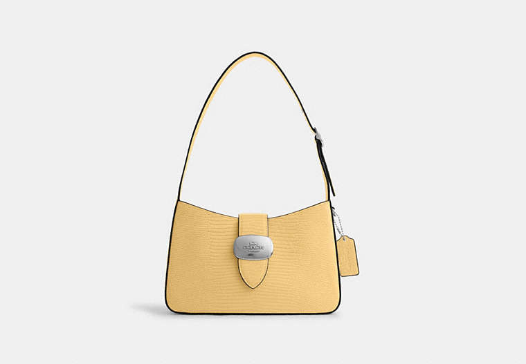 COACH®,ELIZA SHOULDER BAG,Leather,Medium,Silver/Hay,Front View