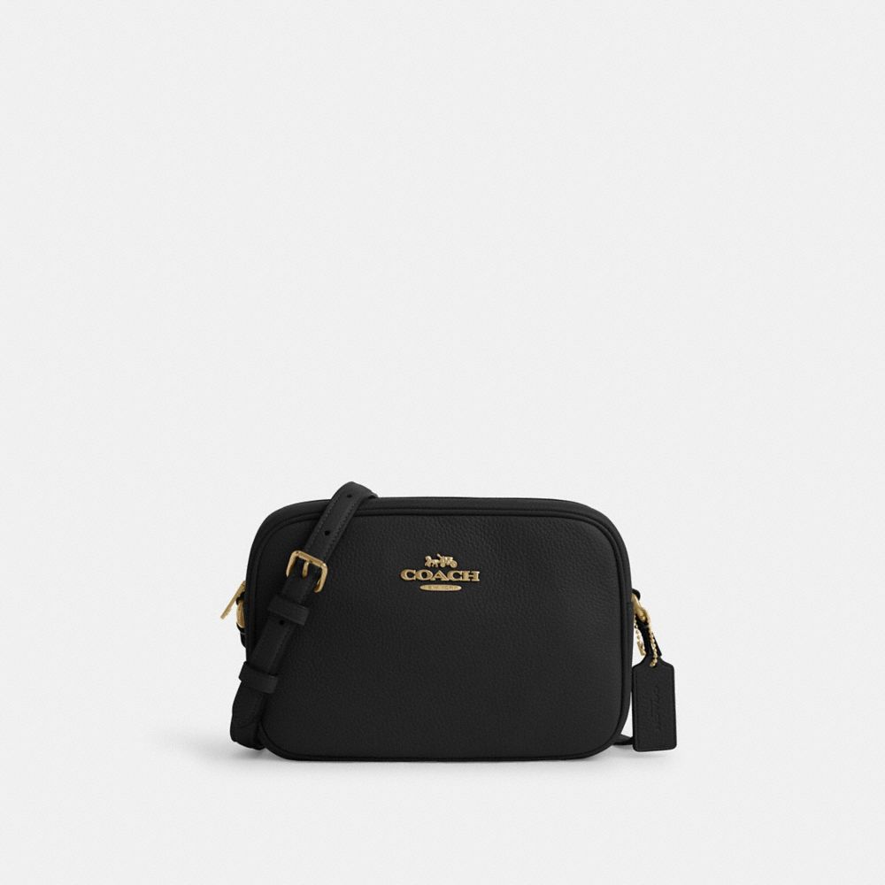 COACH®,JAMIE CAMERA BAG,Pebbled Leather,Gold/Black,Front View