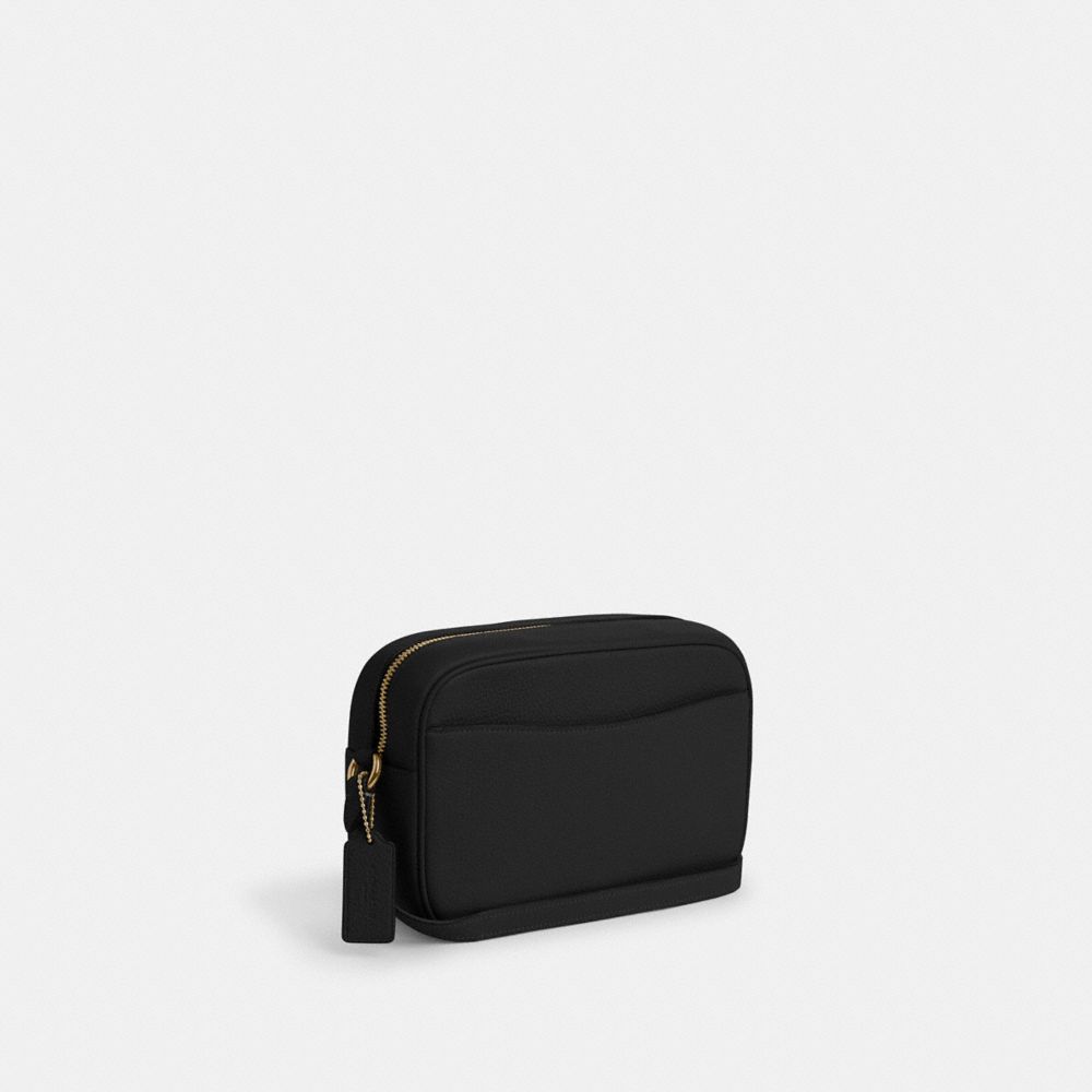 COACH®,JAMIE CAMERA BAG,Pebbled Leather,Medium,Gold/Black,Angle View